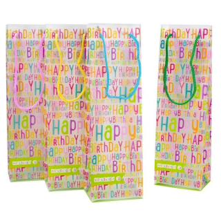 HAPPY BIRTHDAY bottle gift bag approx 29x10x8cm