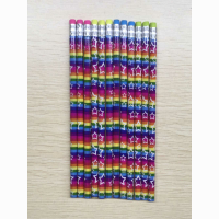 Bleistift Regenbogen mit Sternen mit farbigem Radiergummi