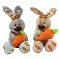 Bunny sitting with carrot 2-assorted about 22cm