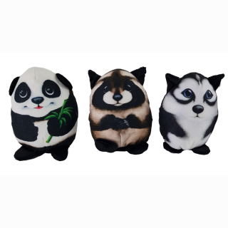 Panda, Racoon, Husky Asst 19cm