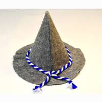 Wurzelsepp hat, grey with blue-white string