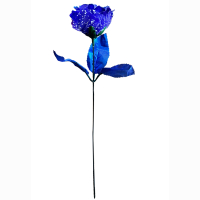 Rose offen blau mit Glitzer und Tüll ca 35 cm