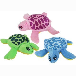 Plüsch Schildkröte liegend, rosa, blau oder grün, 3-fach sortiert, 26 cm