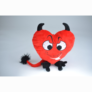 Plush heart, as devil, with embroidery 36 cm