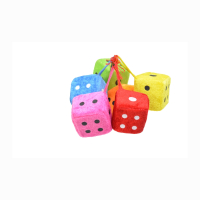 Plush dice, 6 assorted, 5 cm