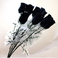 Baccara Rose mit 3 Blätttern -schwarz/weiß ca...