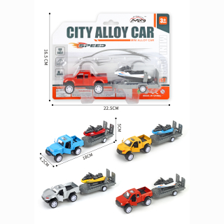 Auto mit Anhänger und Boot  4 Farben sortiert ca 18cm