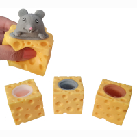 Maus Quetschmaus in Käse 3-farbig sortiert ca 5x5x5cm