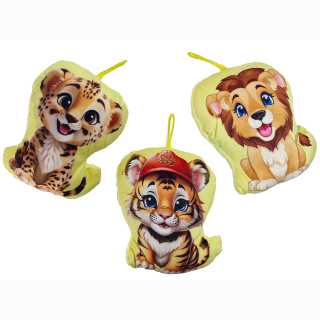 Kissen Tiger 3-fach sortiert ca 15x12cm