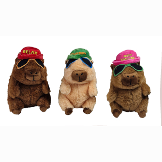 Capybara 3 Farben sortiert ca 20cm mit Hut und Sonnenbrille