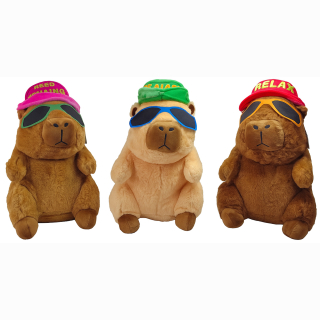 Capybara 40 cm mit Sonnenbrille und Mütze