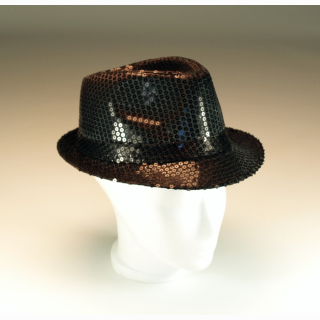 Gangster hat, glittering, black