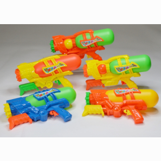 Water gun with pump function, 4 assorted, in bag, 27 cm