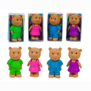 Eraser bears 4-fold assorted - in box approx. 5x3.5x2cm
