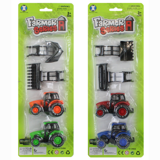 Tractor set, 2 Tractor and front loader, 2 assorted, on card, 37 x 13,5 cm SPECIAL PRICE - DISCONTINUING SALE