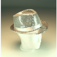 Gangster hat, glittering, silver