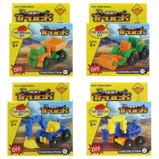 Construction vehicle kit, building blocks sorted 4 times