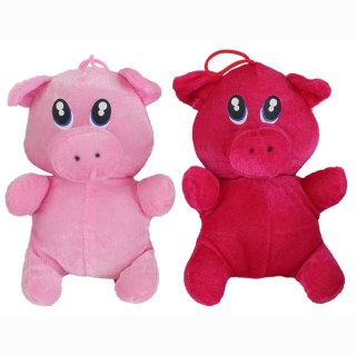 Plush pig, sitting, velvet, light pink and pink, 2 assorted, 20 cm
