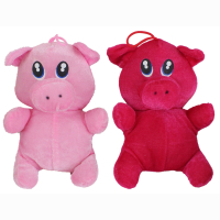 Plush pig, sitting, velvet, light pink and pink, 2...