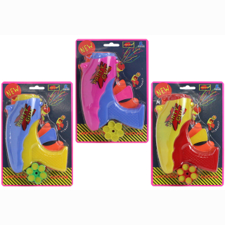 Air popper party gun, with 1 pc cartridge, streamer, 3 color assorted, on card, 20 x 15 cm