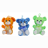 Plush mouse, sitting, green, orange and blue, 3 assorted,...