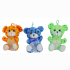 Plush mouse, sitting, green, orange and blue, 3 assorted, 18 cm