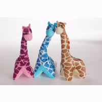 Plush giraffe, standing, purple, brown, blue, velvet, 3...
