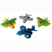 Plane, pull back, 4 assorted, in bag, 8,5, x 7,5 cm