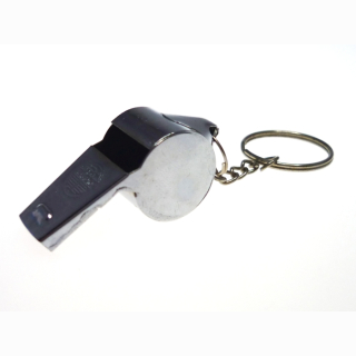 Metal whistle, keyring, 12 pieces on card, 4,5 cm
