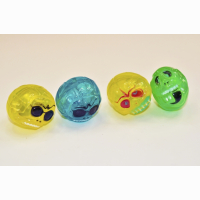 Bouncing ball, monster head, 4 assorted, in bag, 24...
