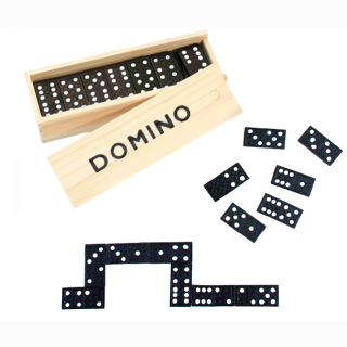Domino in wooden box ca 15x5x3cm